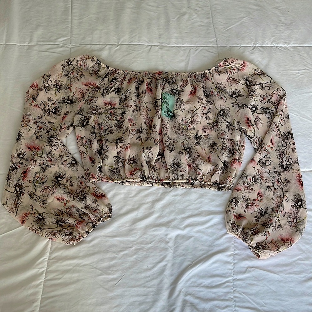 Sheer off the should crop top